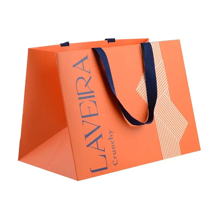 custom luxury orange paper gift bags